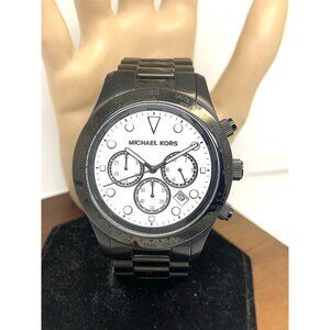 Michael Kors Men's Watch MK6083 Layton Quartz White Dial Black Steel 44mm